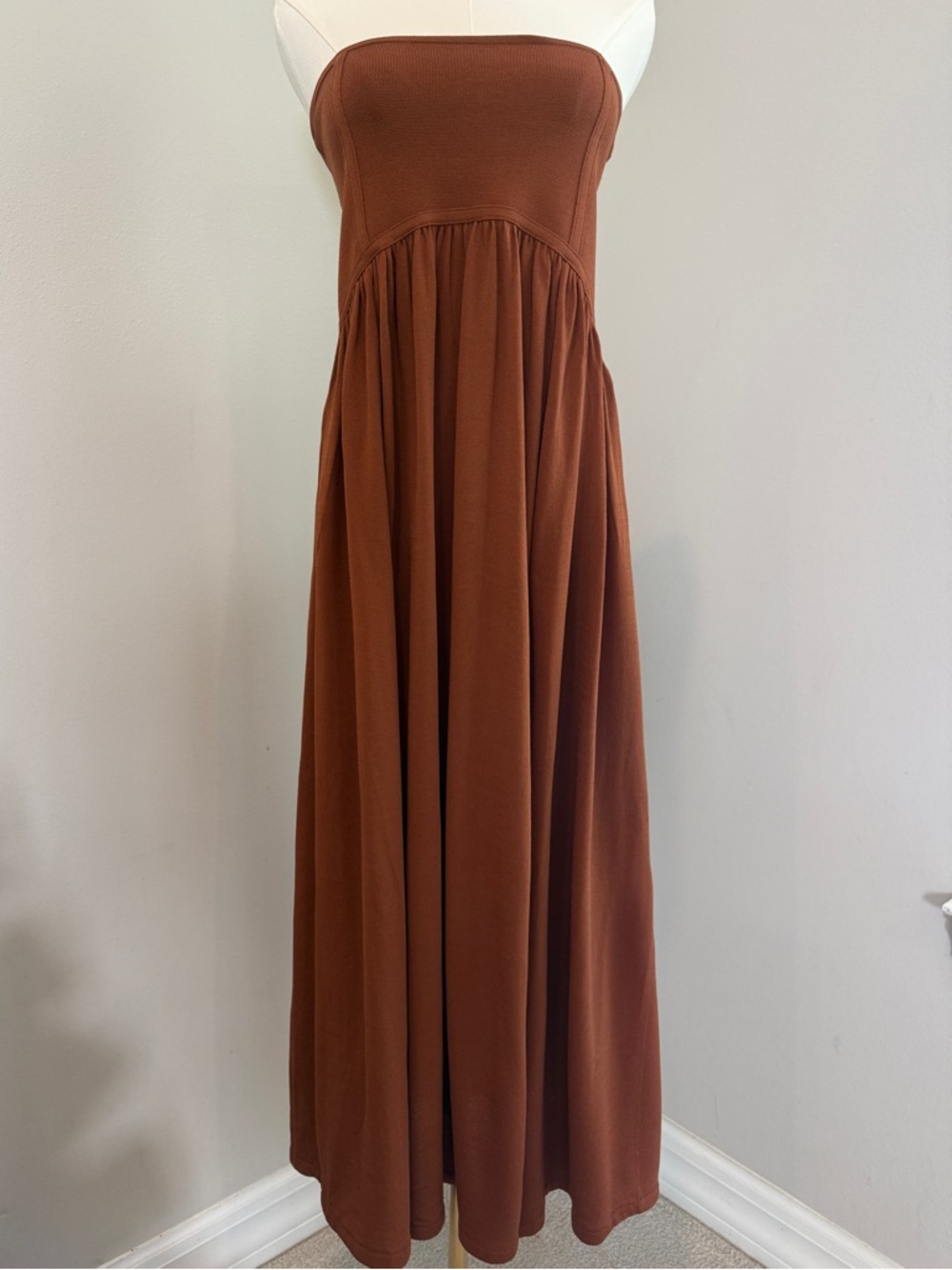 bec + bridge Strapless Maxi Dress in Rich Toffee Brown